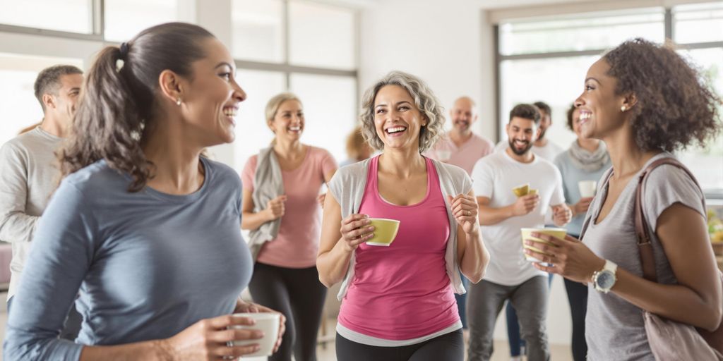 Group of people exercising together in a supportive environment.